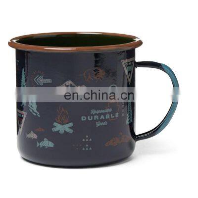 350ml 500ml colorful personalized customized printing iron 12oz guaranteed quality enamel drink cup