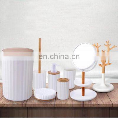 7 Pcs High Quality Modern White Eco-friendly Luxury Bathroom Accessories Plastic Bathroom Sets for Hotel Household