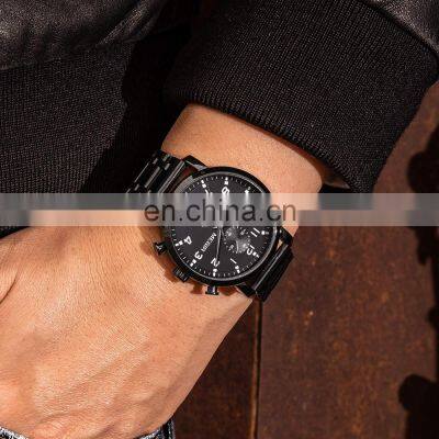 MEGIR 2160 Fashion Leather Stainless Steel Waterproof Chronograph Sport Wrist Watches Quartz Watch Man