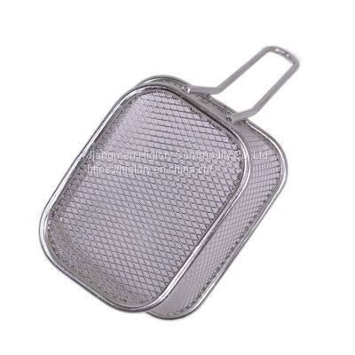 Fried Food Table Serving Chrome Rectangular Chips Fry Basket French Fries Basket Square Mini Frying Basket photo-3