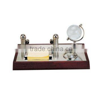 Wood stand globe set crystal globe with card holder gift items for office