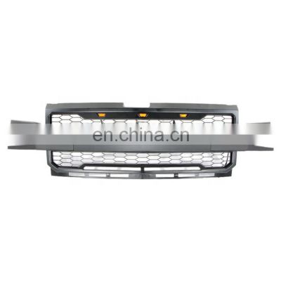 Upper Grille For 2019 2020 Chevrolet Silverado 1500 Gray Front Bumper w/3 Lights