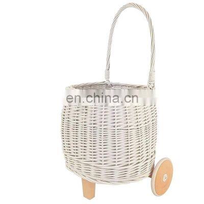 Hot sale Blue RattanWicker Luggy Toy Storage White Stroller High Quality Wicker Basket for Home Organizing Wholesale Supplier