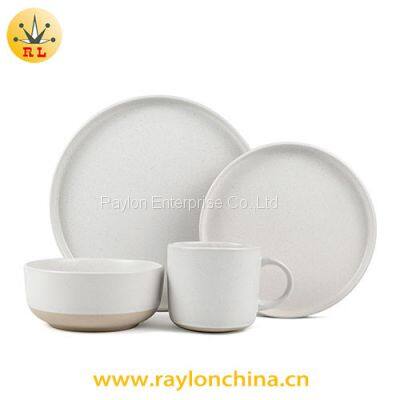 Popular Straight Edge Ceramic Dinnerware Set With Speckle Finish