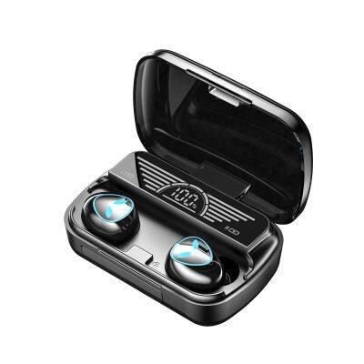 2024 Hot Sales M20 TWS BT5.1 Earphone LED Skull Flashlight Headphone Mirror Surface Earbud With Big Charger Box