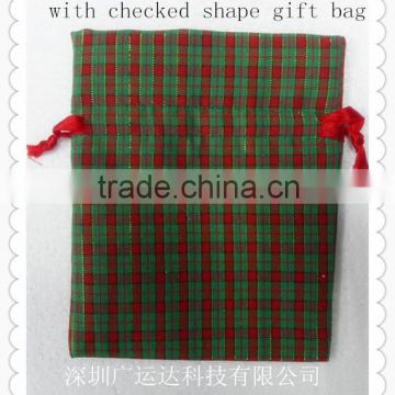 Checked velvet gift pouch/present bags/packing bag for presents wrapping