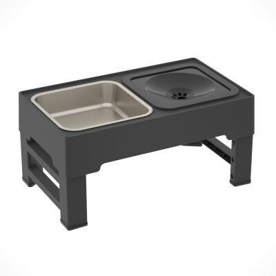 Stainless Steel Pet Bowl Tableware Set Foldable Elevated Dog Cat Food & Water Dishes with Non-Slip Base Floating Feeder for Indoor Outdoor Use