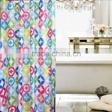 Mildew resistant, eco-friendly polyester Chinese style colorful round printed shower curtain