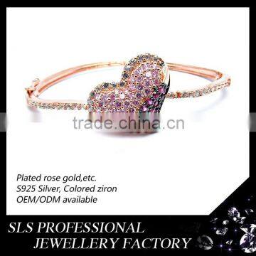 2015 summer latest design heart type bangle rose gold indian bangles wholesale jewelry SLS jewelry