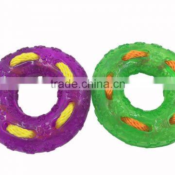 Pet Dog Frisbee Disc Teeth Cleaning Cotton Rope Circle Tug fetch Toy