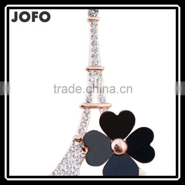 Fashionable Brooch The Eiffel Tower High-Grade Opal Pectoral Flower Gift Black/White