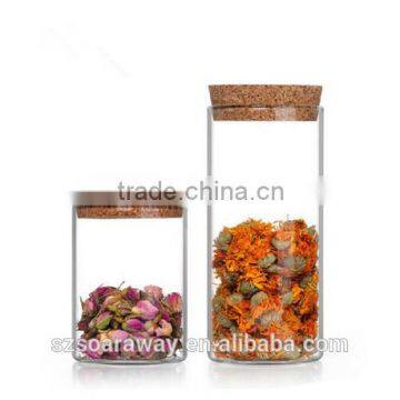 Round glass storage bottle glass jar for dried fruit flower tea