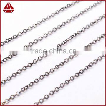 14 Inch Dark Antique Silver Plated Copper Finished Chain Necklace Finding Flat Cable Chain Losbter Clasp photo-2