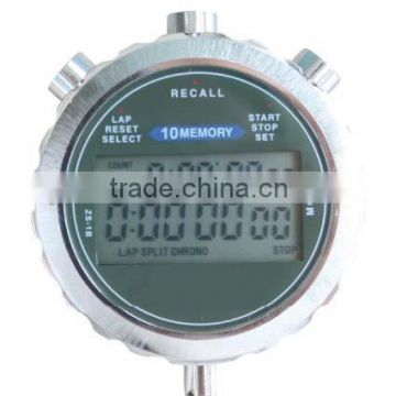 Digital Stopwatch Handheld LCD metal case ,sport, two rows stopwatch