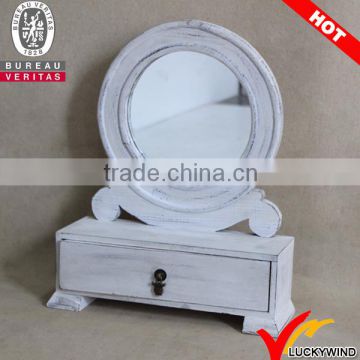 Shabby chic white dressing table mirror with a drawer