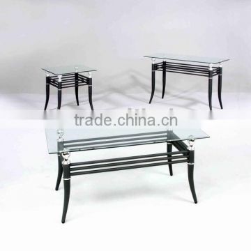 Modern Coffee Table and End Table/ Glass Coffee Table with Black Legs