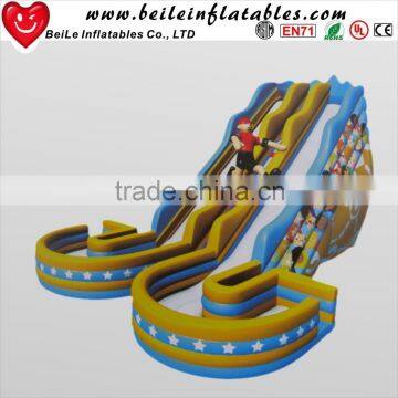 giant commercial inflatable double lane slip slide