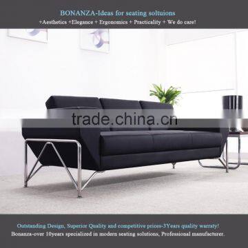 Modern Office 3seat Leather Sofa 8094# 3 Seater Office Leather Sofa Design, 3 Seater Office PU Sofa photo-2