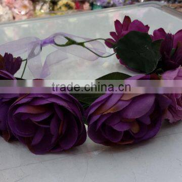 Women Girls Artificial Flower Headband Tiara Crowns Garland Wedding Bride for Girls photo-5