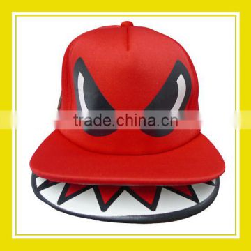 2016 New Design Products Bros Mr Shark Open Mouth Baby Lion Embroidery Adjustable Snapback Polyester Mesh Red Cap