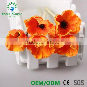 2016 Wholesale Multicolor Latex Artificial PU Flowers Poppie Real Touch Bouquet Wedding Bridal Decor Display Flower photo-6