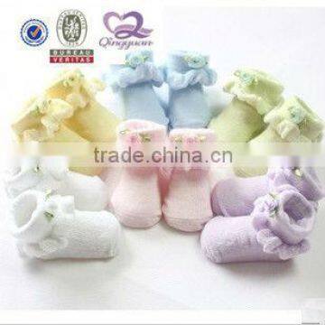 lovly and soft Kids cotton socks with Lace/cute anti-slip children/0-6 months baby socks