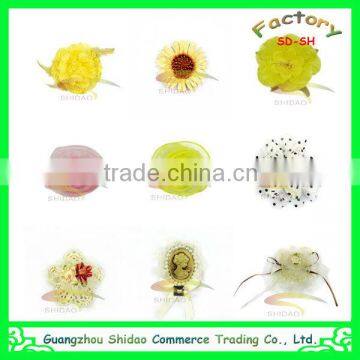 Wholesale hair accessory craft shabby chiffon flower with mini rose