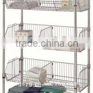 New Style Chrome Basket Unit Gondola Shelving