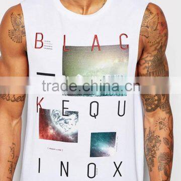 Blank Custom Gym Mens Sulimated Running Stringer Singlet Print And Embroidery Men Cotton Vest photo-4