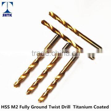 Factory sales directly, HSS M2/6542 fully ground twist drill bit, titanium coated