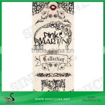 Sinicline Factory Made Printed Label in Cotton Fabric with Eyelet