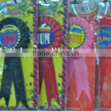 Round ribbon rosette button badge with packing