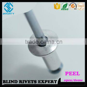 HIGH QUALITY OPEN END FACTORY RECESSED CROWN ALUMINUM BLIND PEEL RIVETS photo-4