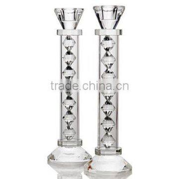 elegant crystal candle holder with hanging crystals