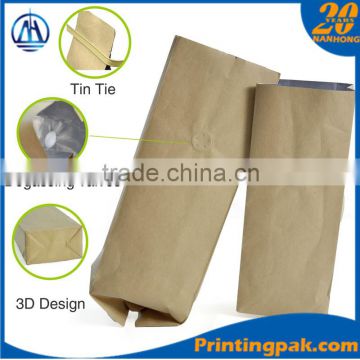 Brown Kraft Paper with composite Kraft aluminum foil bag ecological bag,kraft paper bags Degassing Valve