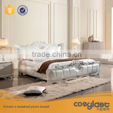 Elegant white leather bed set