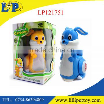 2016 hot sale B/O plastic universal dancing rabbit toys for kids 2 colors blue and yellow