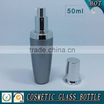 50ml Cosmetic Glass Lotion Bottles With Silver Pump Cap