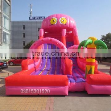 popular inflatable red octopus slide hippo slide