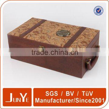 Dark Brown Two Bottles Wine pu Gift Packaging Box Quality Choice photo-4