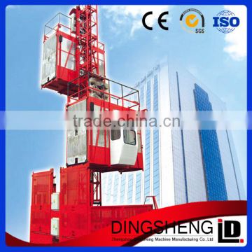 High speed double cabin construction lifter