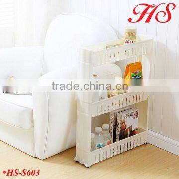 Movable 3tiers pp multi storage living room corner shelf