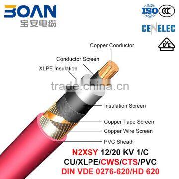 N2XSY, Power Cable, 12/20 kV, 1/C, Cu/XLPE/Cws/PVC (HD 620 10C/VDE 0276-620)