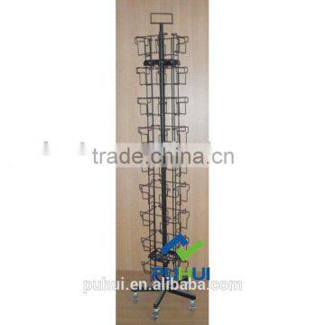 metal revolving floor card rack with different sizes