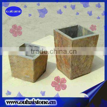 Professional manufacturer natural slate stone rusty plant pot stand