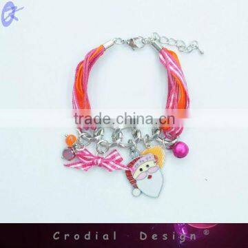 Newest Design Christmas Bracelets With Jingle Bells Santa Claus Pendant For Christmas Bracelet 2013