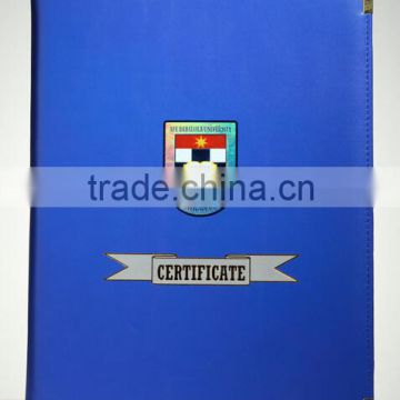 newest A4 certificate holder leather material certificate holder custom made A4 certificate holder with Hot Stamp/debossed logo