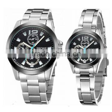 2016 alibaba best selling skone 7063 stainless steel couple lover wrist watch