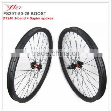 High durable & stiffness carbon mtb wheels 50mm wide 25mm deep, 2016 new moutain bike wheels with Sapim spokes 32H/32H