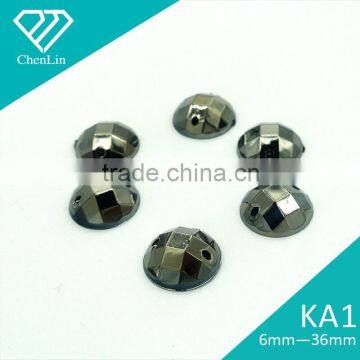 KA1 Round Chessboard Flat Back Acrylic Stone Two Holes Sewing on Craft Apparel Garment Accessories Decoration Fitting